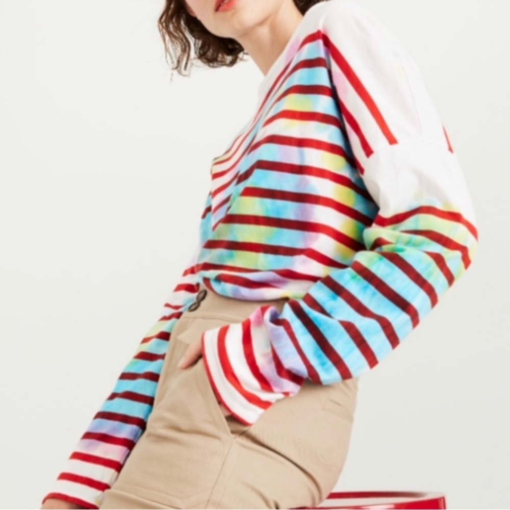 La Ligne x Jcrew Rare Tie Dye Stripe Boxy Tee